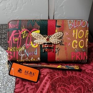 Alba Women's Bee Embellished Graffiti Clutch